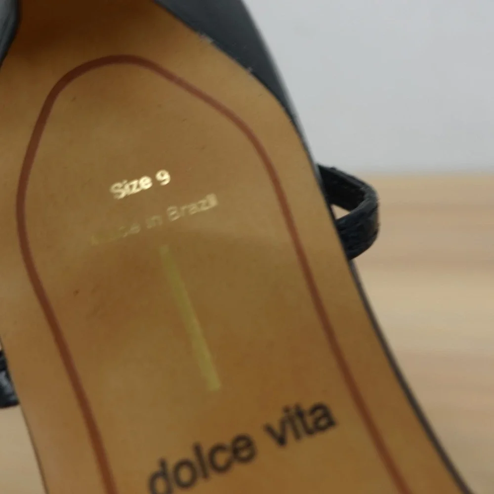 Dolce Vita Womens Slingback Heels 9 Black Y2K Minimalist Leather Kitten Heels